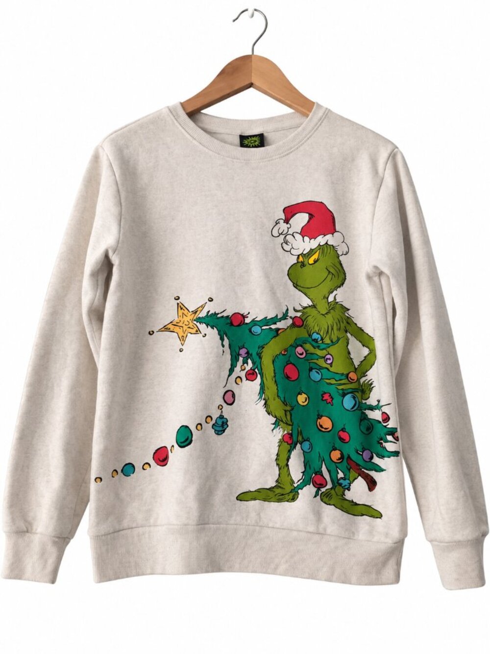 Dr Seuss The Grinch White Christmas Tree Max Double Sided Sweatshirt Holiday XS